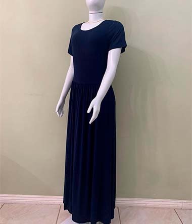 Vestido longo com elástico na cintura