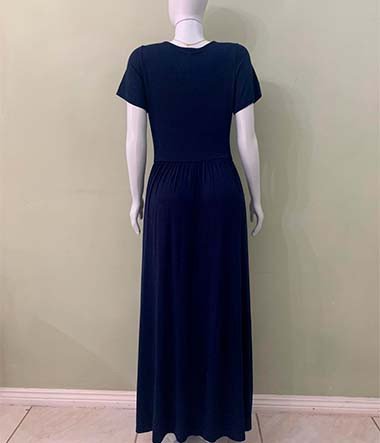 Vestido longo com elástico na cintura