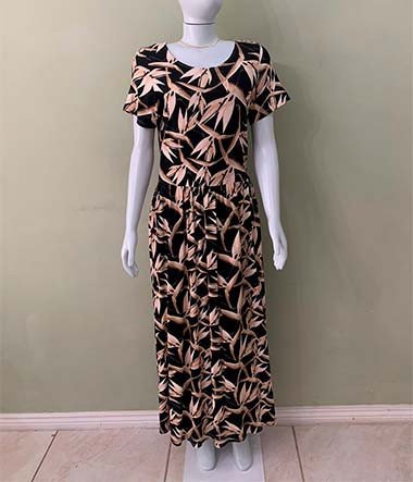 Vestido longo com elástico na cintura
