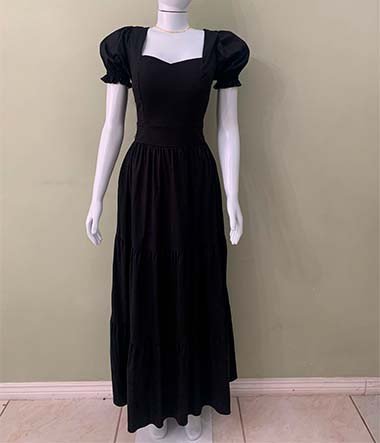 Vestido longo manga princesa